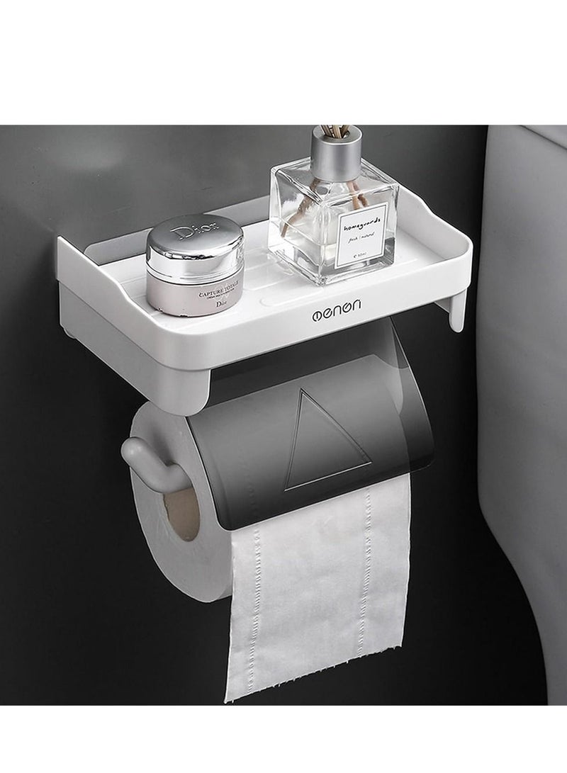 Toilet Paper Holder Wall Mount Tissue Paper Roll Holder with Shelf Storage Organizer for Washroom, Bathroom - Image 3