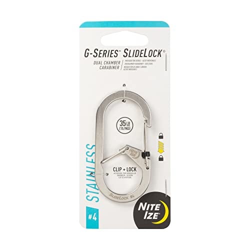 Nite IZE GSeries SlideLock 4 Dual Chamber Carabiner Dual Security Carabiner Keychain Stainless Steel 1 Count Pack of 1 - Image 1