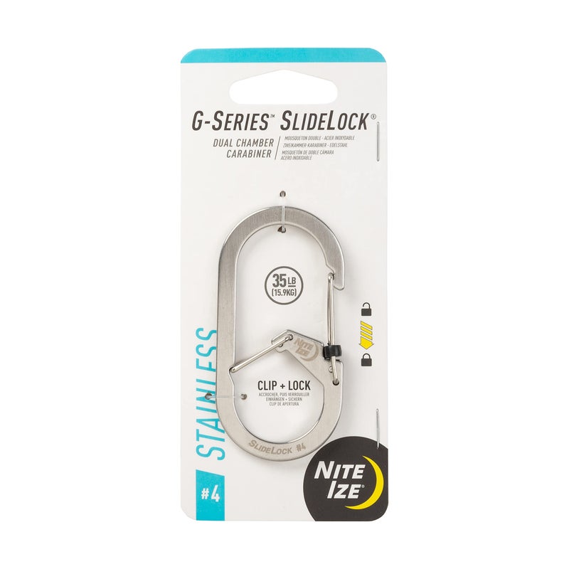 Nite IZE GSeries SlideLock 4 Dual Chamber Carabiner Dual Security Carabiner Keychain Stainless Steel 1 Count Pack of 1 - Image 2