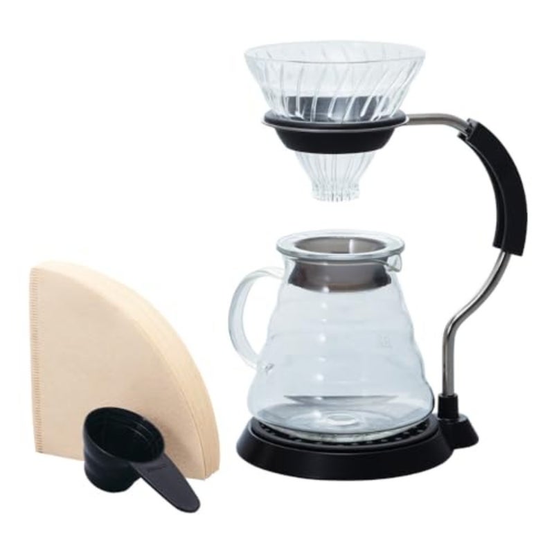 حامل ذراع V60 مع مجموعة قطارة 02، ماكينة صنع القهوة الممتازة، حامل قابل للتعديل، قطارة بوروسيليكات، تصميم أنيق لباريستا المنزل والمقهى، اللون - أسود - Image 1