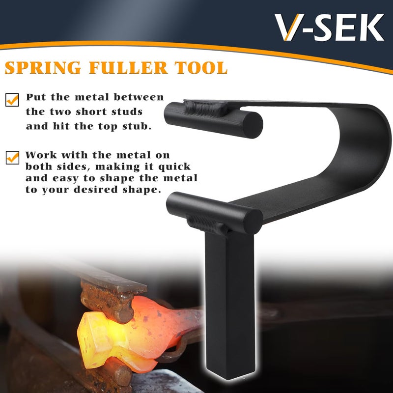 V-SEK 1 inch Blacksmith Anvil Hardy Hole Tools Set Blacksmithing Forging Tool with Spring Fuller, Hot Cut, Creasing Stake (3PCS) - Image 3