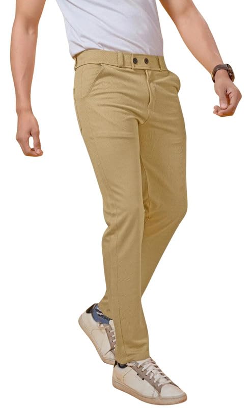 NoseQueen Men's Slim Fit Cargo Trousers | Stretchable Formal Men Trousers | Stylish Slim Fit Trouser for Men | Polycotton Knitted Fabric Pant for Man - Image 1