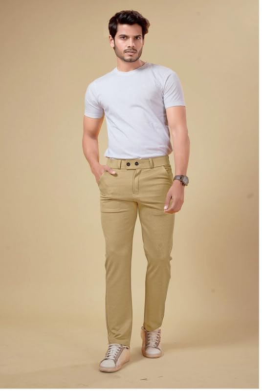 NoseQueen Men's Slim Fit Cargo Trousers | Stretchable Formal Men Trousers | Stylish Slim Fit Trouser for Men | Polycotton Knitted Fabric Pant for Man - Image 5