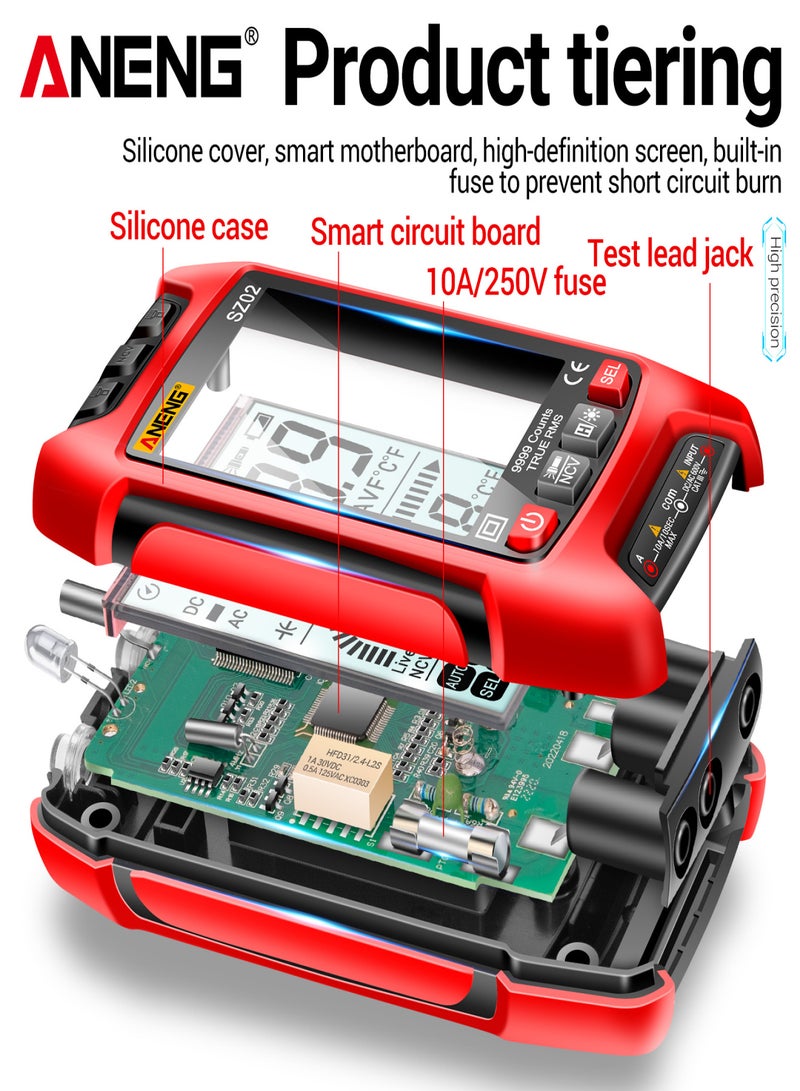 ANENG SZ02 Smart Digital Multimeter Auto Range 9999 Counts NCV Universal Meter Handheld Multifunctional Tester Voltmeter Ammeter with Backlight Flashlight AC/DC Voltage & Current Resistance - Image 5