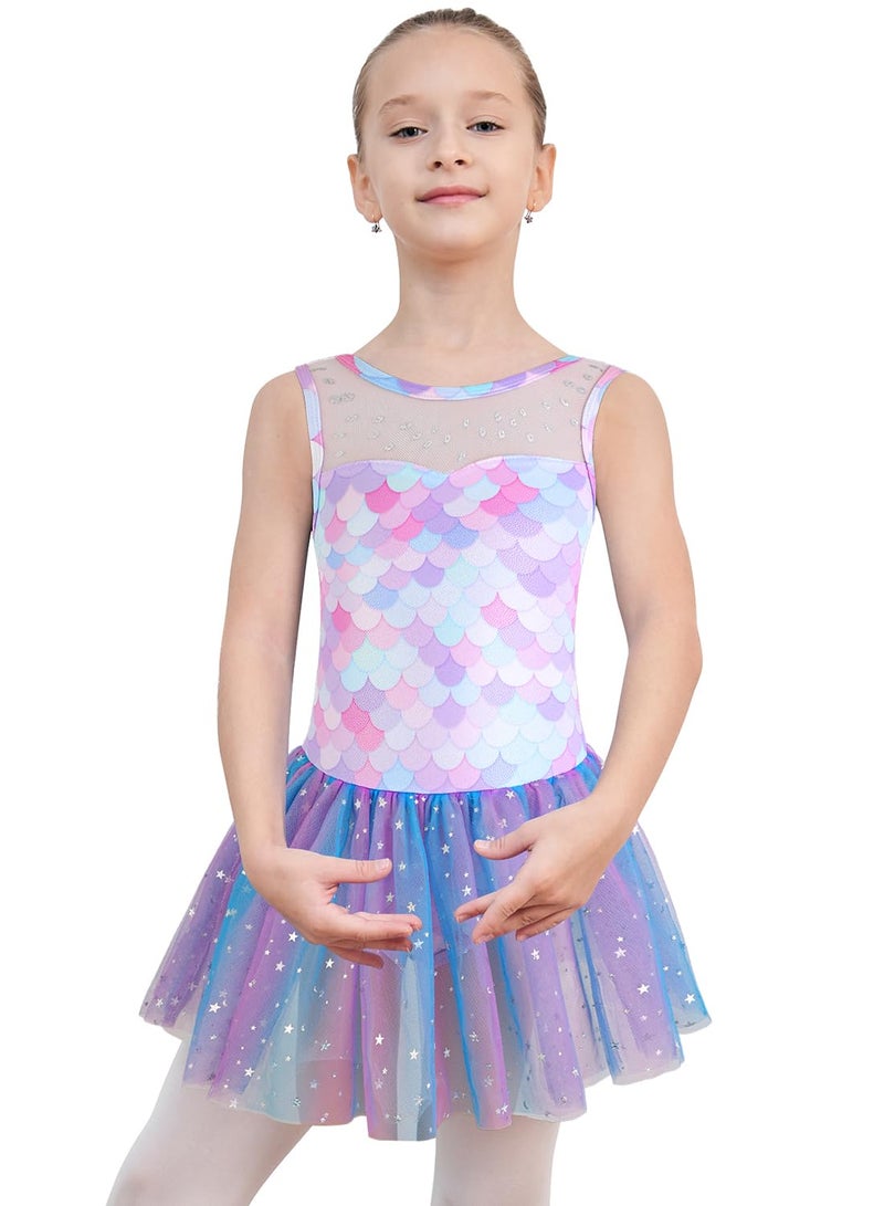 EQSJIU Girls Ballet Leotards with Tutu Skirt Dance Dress Mermaid Shiny Ballerina Outfits Baby Girls 1t 2t 1-2t - Image 3
