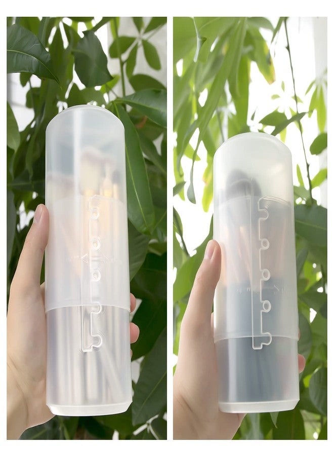 OCHEAL 2 Pack Transparent Plastic Makeup Brush Holders, Dual Use, Lightweight, Spacious - Image 2