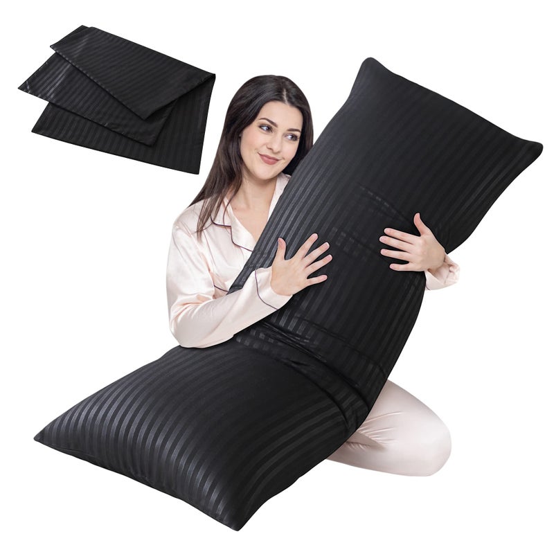 Cosybay Full Body Pillow Insert with Black Pillowcase  Fluffy Long Bed Pillow for Adults  Firm Large Body Pillow with Washable Cover for Side and Back Sleepers  20x54 InchBlack