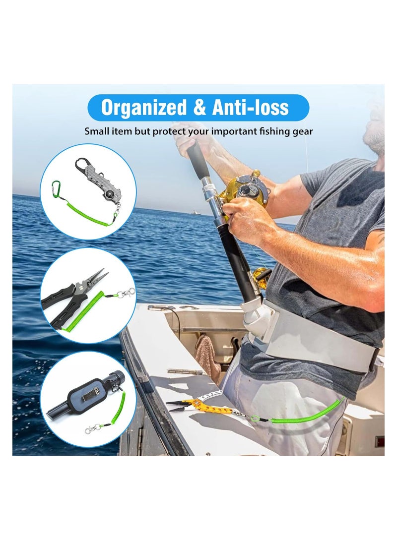 10 Pack Heavy Duty Fishing Lanyards with 2 Sizes, Retractable Safety Tool Ropes, Coiled Steel Wire Leash with Carabiner and Keychain for Pliers, Boating, and Kayak Accessories. - Image 4