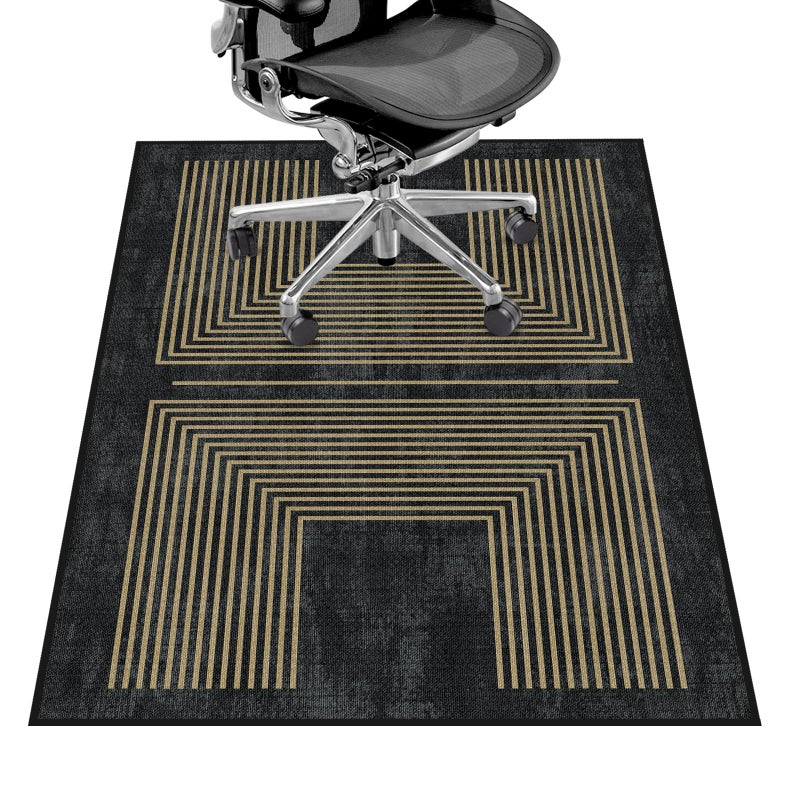 Lreedy Office Chair Mat for Hardwood Floor&Tile Floor,36"X 48" Heavy Duty Desk Chair Mat for Hard Floors,Under Desk Rug for Rolling Computer Chair,Anti Slip,Low Pile Carpet Floor-Geo Black - Image 1