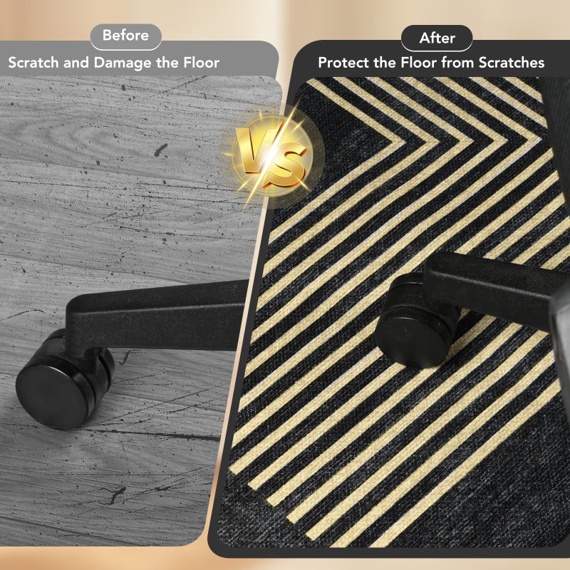 Lreedy Office Chair Mat for Hardwood Floor&Tile Floor,36"X 48" Heavy Duty Desk Chair Mat for Hard Floors,Under Desk Rug for Rolling Computer Chair,Anti Slip,Low Pile Carpet Floor-Geo Black - Image 4