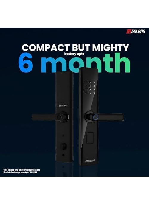 Golens - Golens X33 Glossy Black Smart Digital Door Lock 6Way Unlocking Fingerprint Pincode WiFi RFID Access Card Mobile App Physical Key OTP Access Passage Mode No Extra Gateway Required - Image 1