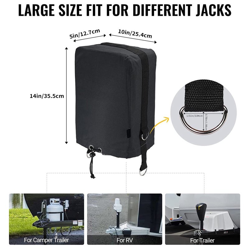 Electric Tongue Jack Cover 14"(H) X 5"(W) X 10"(D) Premium 420D Oxford Fabric Protective Cover - Enhanced Safety & Secure Fit Camping Accessory for RV Truck Outdoor Use - Image 4