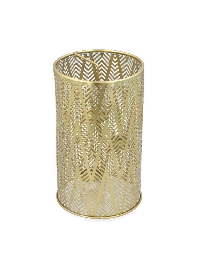 serene Round Decorative Metal Elegant LED Candle Holder Gold 27 x 16.5 x 16.5 cm 01-200B0915-99 - Image 1