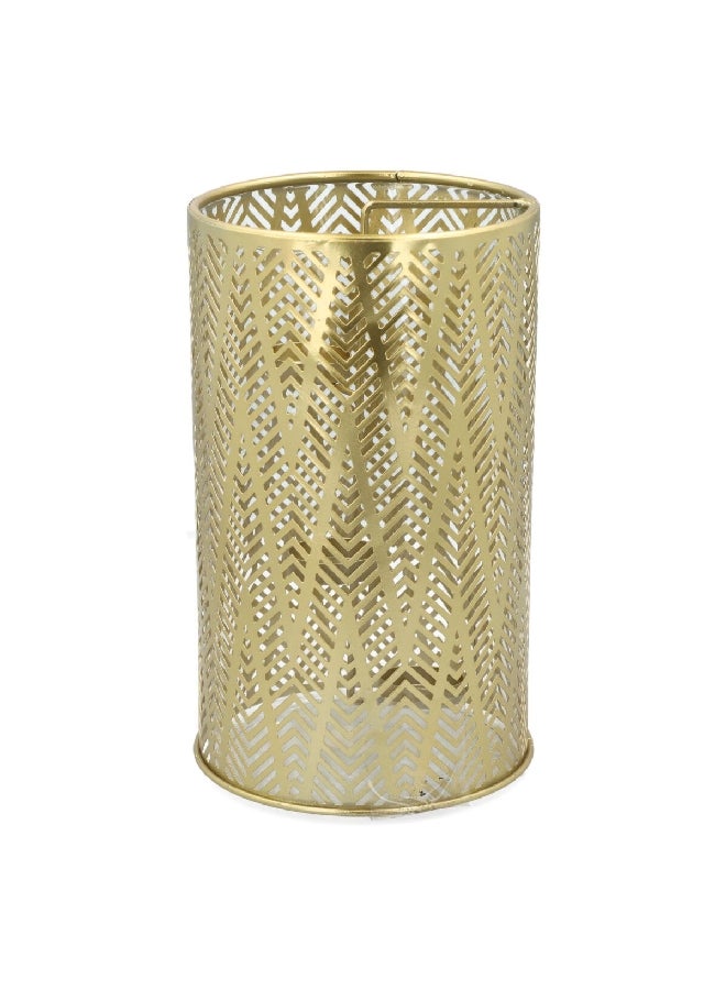 serene Round Decorative Metal Elegant LED Candle Holder Gold 27 x 16.5 x 16.5 cm 01-200B0915-99 - Image 2