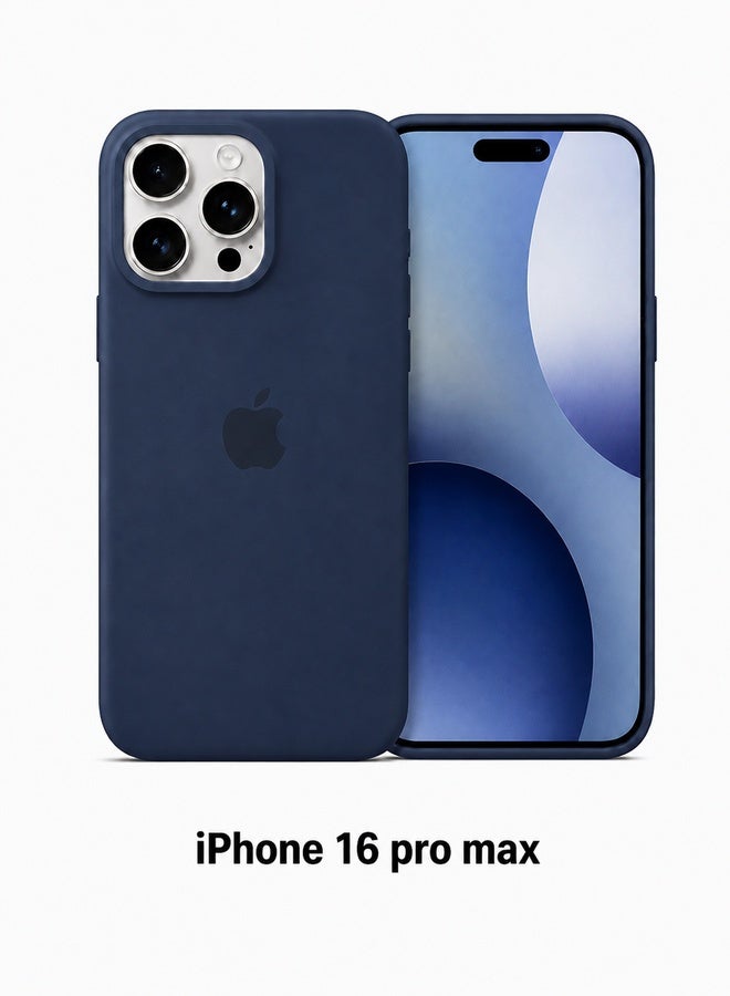 VR CREATIVE Apple iPhone 16 Pro Max Liquid Silicone Protective Case Cover with Microfiber Lining, Slim Shockproof Soft TPU Back Cover - Navy Blue - Image 2