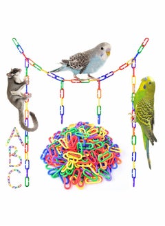 Y&D Plastic Chain Links for Birds, 200PCS Mix Color Rainbow DIY C-Clips Chains Hooks Swing Climbing Cage Toys  - Image 1