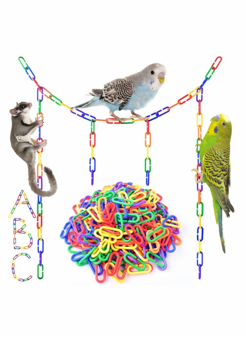 Y&D - Plastic Chain Links for Birds, 200PCS Mix Color Rainbow DIY C-Clips Chains Hooks Swing Climbing Cage Toys - Image 1
