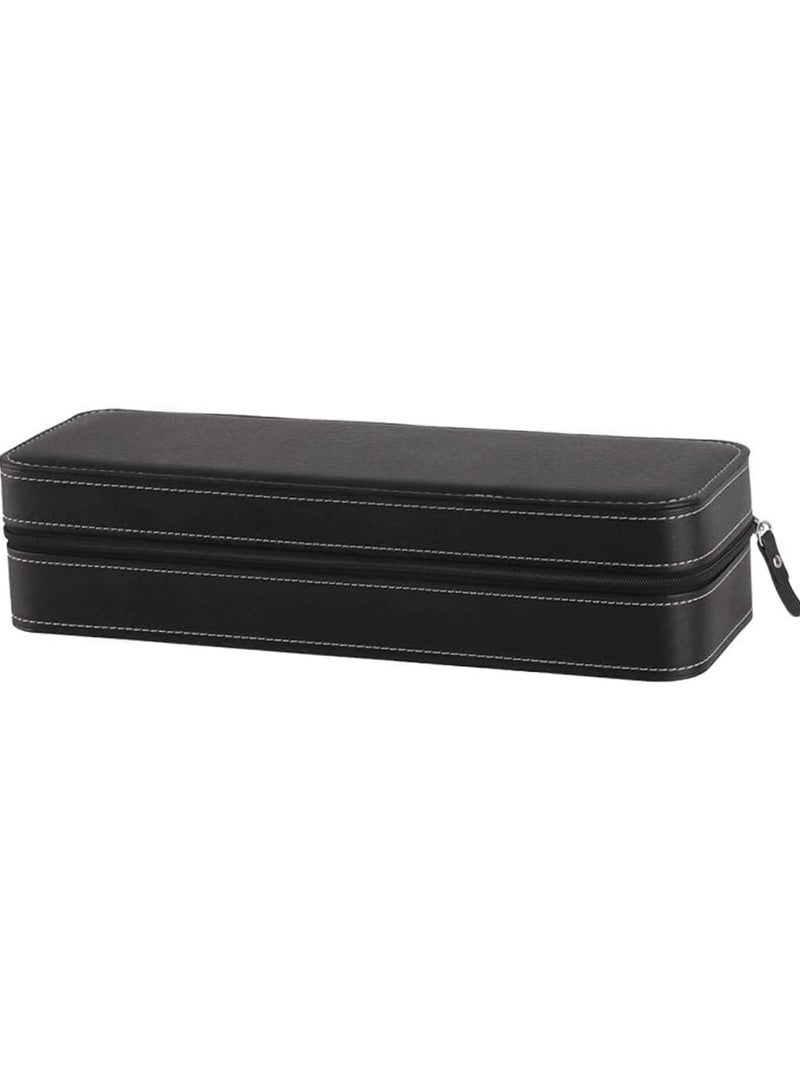 BLOOMING TIME Luxury 6-Slot Watch Organizer in PU Leather Zipper Case - Image 2
