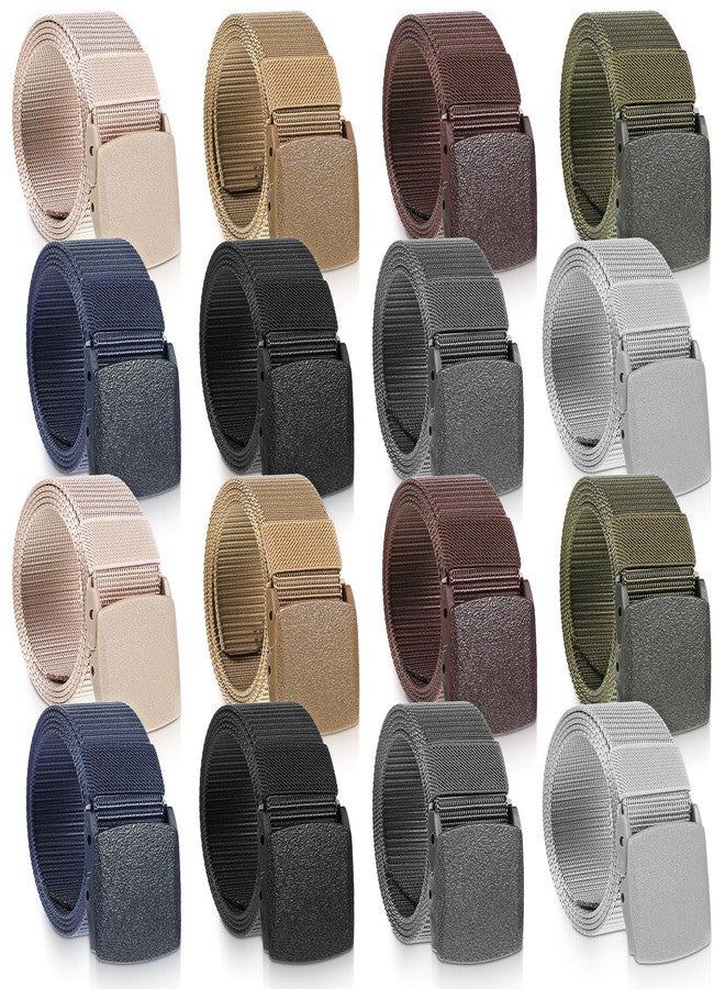 simarro 16Pack Tactical Men's Nylon Belts, 49 inches Long Webbing Canvas Outdoor Web Belt Casual with Plastic Buckle - Image 1
