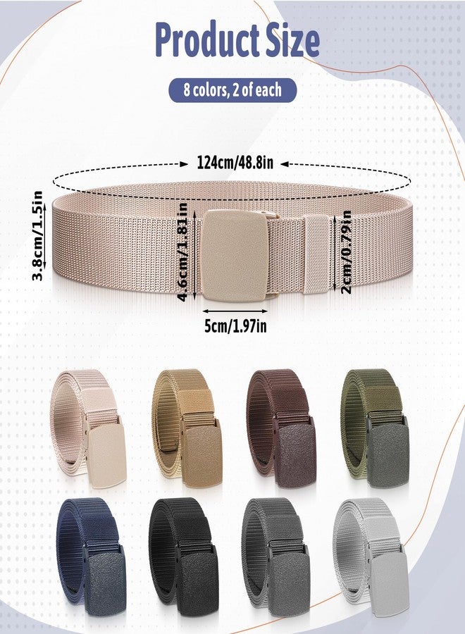 simarro 16Pack Tactical Men's Nylon Belts, 49 inches Long Webbing Canvas Outdoor Web Belt Casual with Plastic Buckle - Image 2
