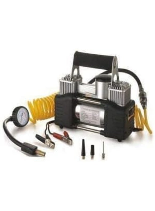 Dual Cylinder Car Tire Air Compressor Portable Air Pump for Vehicle Tires, Fast Inflation with Pressure Hose for Cars, SUVs and Light Vehicles - Image 1