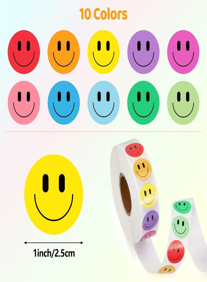 Wercokt 2000PCS Smiling Stickers, 1 Inch Ten Colors, Stickers for Kids Reward, Water Bottle Happy Face Stickers, for Student Planner and School Classroom Teacher Charts Calendar Gift Wrapping - Image 2