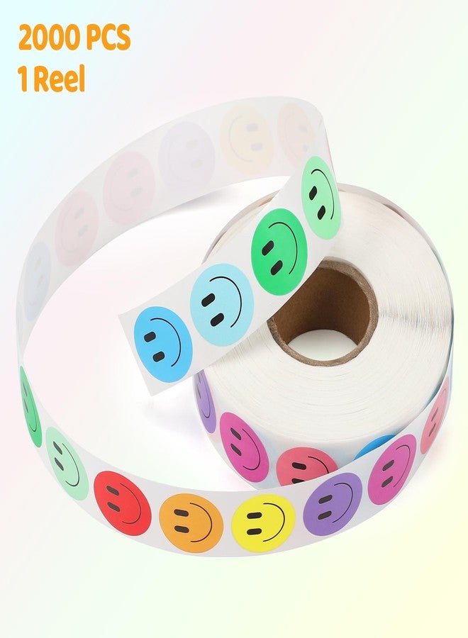 Wercokt 2000PCS Smiling Stickers, 1 Inch Ten Colors, Stickers for Kids Reward, Water Bottle Happy Face Stickers, for Student Planner and School Classroom Teacher Charts Calendar Gift Wrapping - Image 3