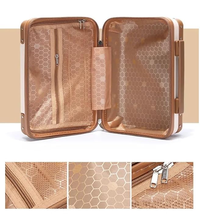 IMUU Water Proof Cosmetic Makeup Travel Case Elastic Band Soft Handle with Zipper Lock Cosmetic Bag Hand Luggage Cosmetic Case Mini ABS Carrying Suitcase with Clipon Function Women Girl - Image 4