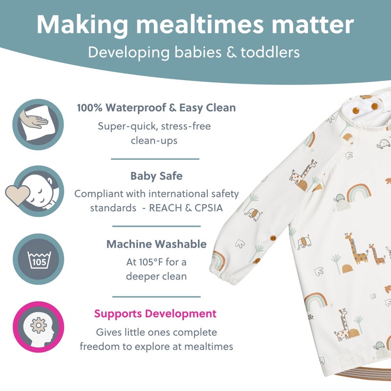 BIBaDO - Long Sleeve Baby Bibs - Babies & Toddlers 6-36 Months - Coverall Baby Led Weaning Bib - Easy Wipe, Soft & Waterproof - Image 4