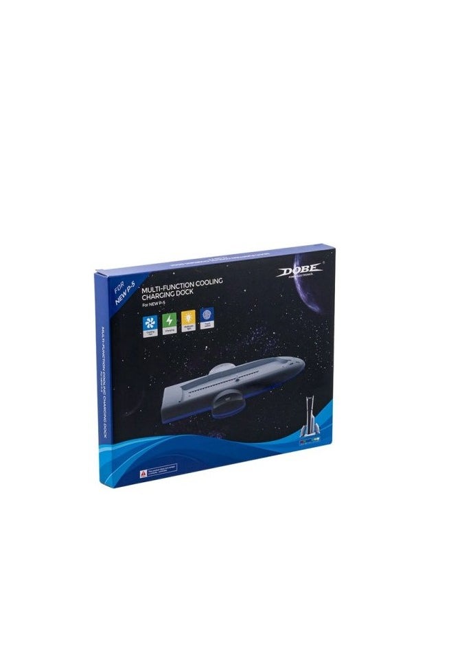 DOBE - PS5 Slim Stand and Cooling Station with RGB LED Charging Station for PS5 Slim Console Cooling Dock with 3-Level Cooling Fan and Dual PS5 Controller or PS5 Edge Controller Charger - Image 1
