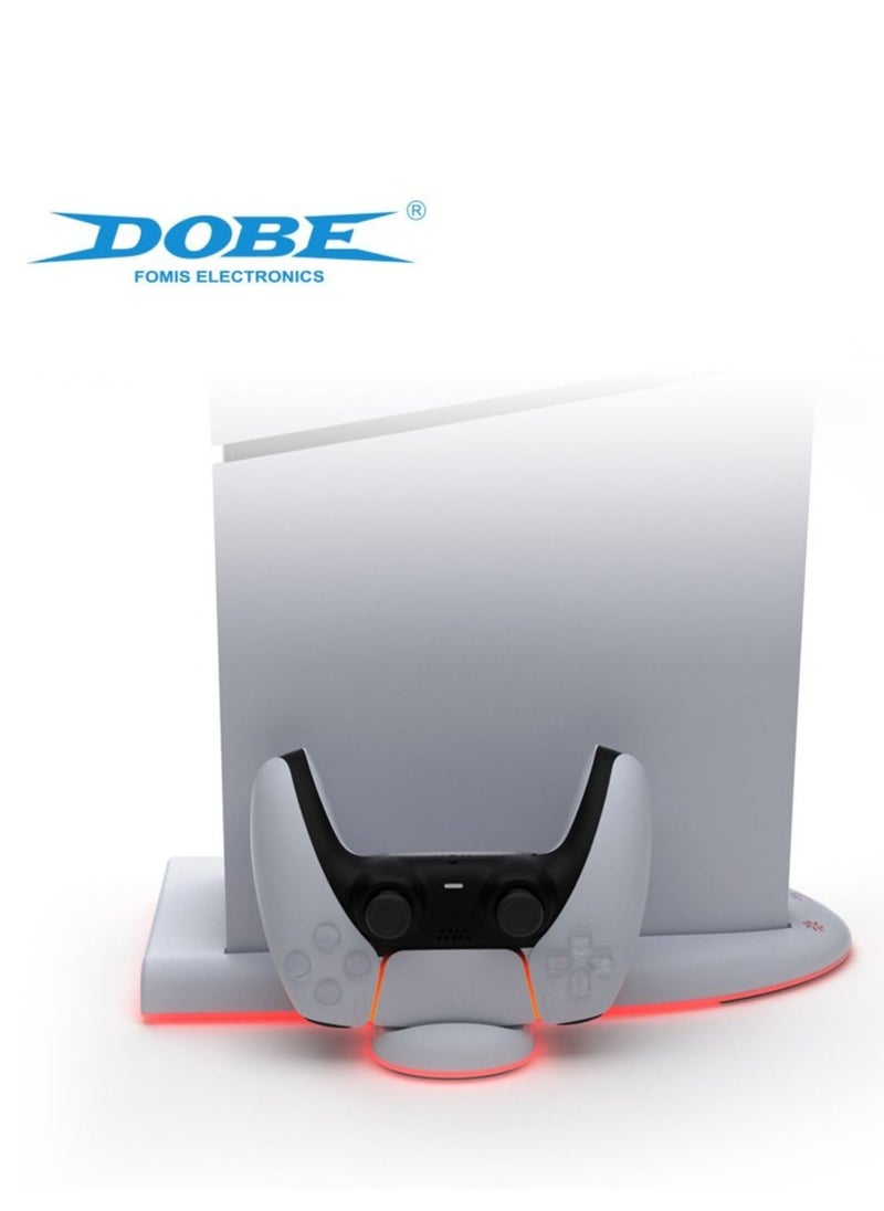DOBE - PS5 Slim Stand and Cooling Station with RGB LED Charging Station for PS5 Slim Console Cooling Dock with 3-Level Cooling Fan and Dual PS5 Controller or PS5 Edge Controller Charger - Image 1