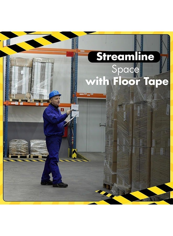 Generic Black & Yellow Warning Safety Stripe Tape, Self Adhesive Tape for Marking Floors Walls Pipes & Equipment in Construction Sites & Hazardous Areas (33M)  - Image 5