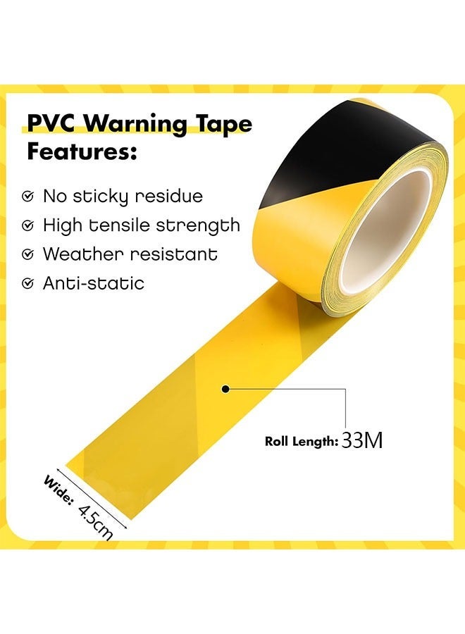 Generic Black & Yellow Warning Safety Stripe Tape, Self Adhesive Tape for Marking Floors Walls Pipes & Equipment in Construction Sites & Hazardous Areas (33M)  - Image 2