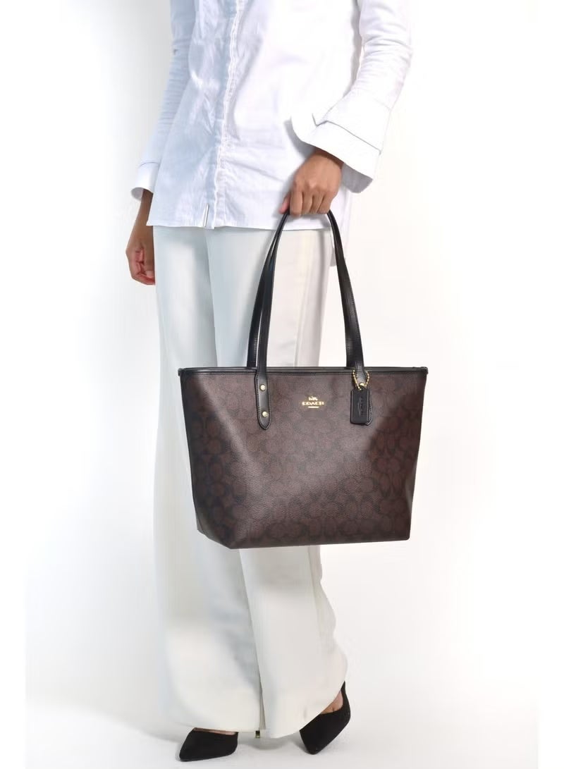 coachoutlet Coach City Signature Canvas Zip Tote, Women's Shoulder Bag, Women's Shopping Tote, Women's Handbag - Image 4