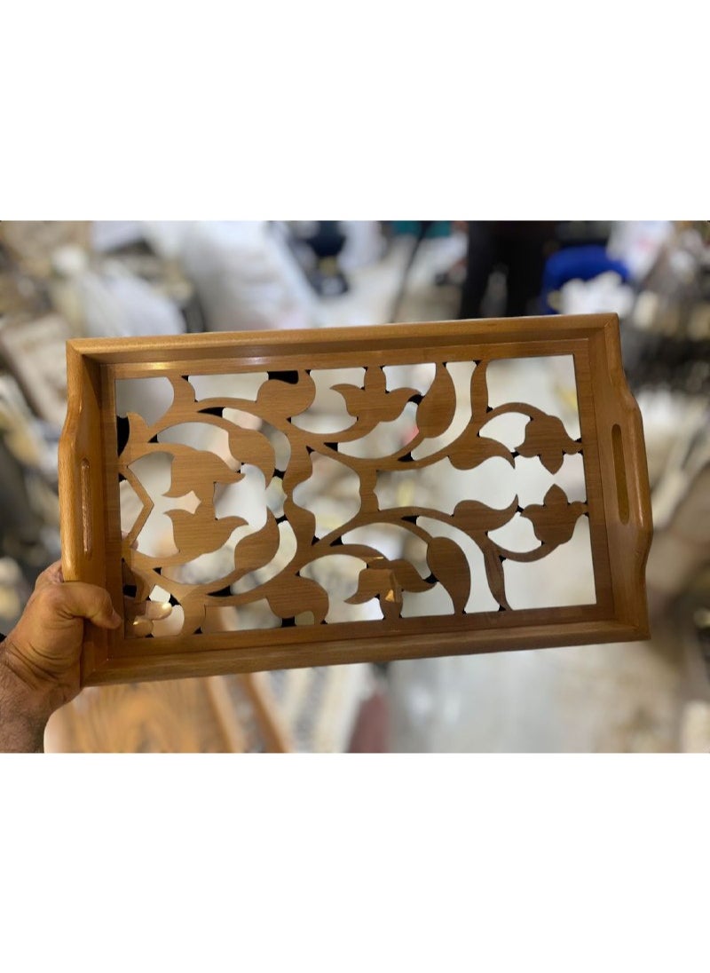 Generic Beech wood tray set Laser engraved with a 5mm acrylic protective layer Two-piece set, large size 60 x 40 cm Small size 50 x 30 cm  - Image 1