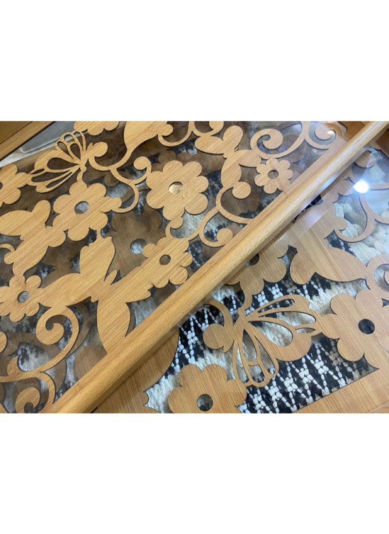 Beech wood tray set Laser engraved with a 5mm acrylic protective layer Two-piece set, large size 60 x 40 cm Small size 50 x 30 cm