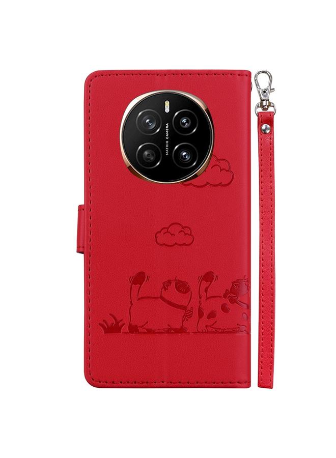 Green Tiger Case For Honor Magic7 Cute Cats RFID Leather Phone Case - Image 3