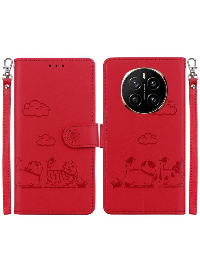 Green Tiger Case For Honor Magic7 Cute Cats RFID Leather Phone Case - Image 1