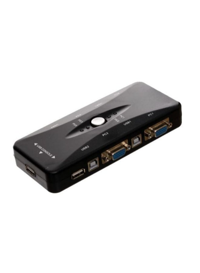 4 Port USB 2.0 KVM Switch Box for Sharing Monitor Keyboard and Mouse Between Multiple Computers, HD Display Support, One Button Switching, Plug and Play - Image 1