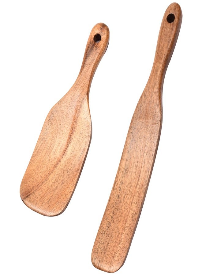 Tookie 2 Pack Wooden Spurtle, Wooden Spurtle Spatula Dough Stir with Hanging Hole, for Sourdough Starter, Spreading, Cooking, Reaching Bottom of Jar, Kitchen Cookware Sourdough Mixing Tool(SIZE:Short+Long) - Image 1