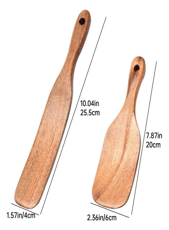 Tookie 2 Pack Wooden Spurtle, Wooden Spurtle Spatula Dough Stir with Hanging Hole, for Sourdough Starter, Spreading, Cooking, Reaching Bottom of Jar, Kitchen Cookware Sourdough Mixing Tool(SIZE:Short+Long) - Image 3