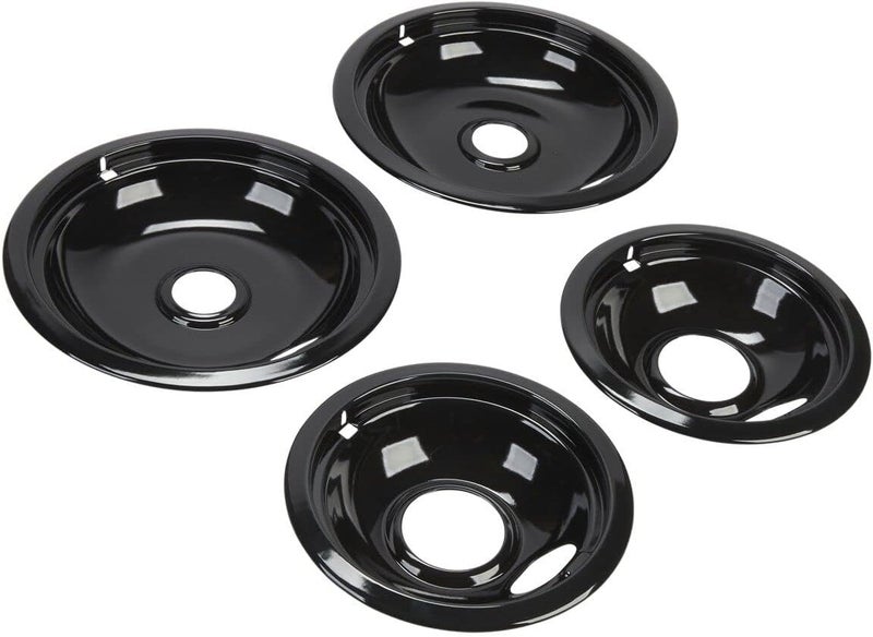 Whirlpool W10288051 Genuine OEM Burner Drip Bowls For Ranges, Black – Replaces 874987, 4396070, 4396072, AH2377787, EA2377787, PS2377787 - Image 1