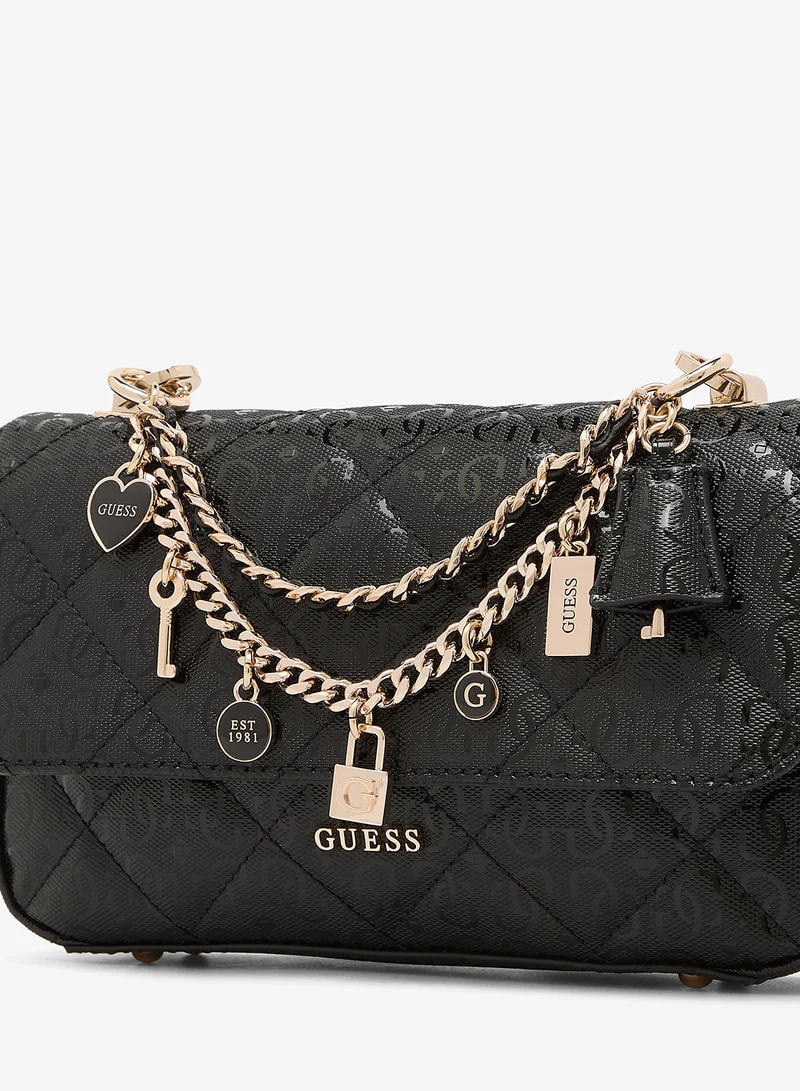 Guess BLACK Libby Flap Over Crossbody Bag for Women | Best Price UAE