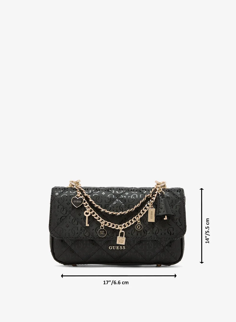 Guess BLACK Libby Flap Over Crossbody Bag for Women | Best Price UAE