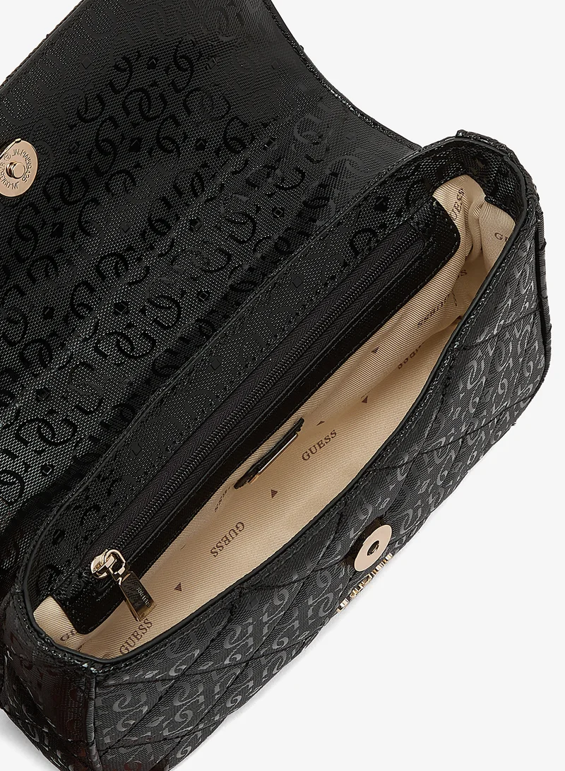 Guess BLACK Libby Flap Over Crossbody Bag for Women | Best Price UAE