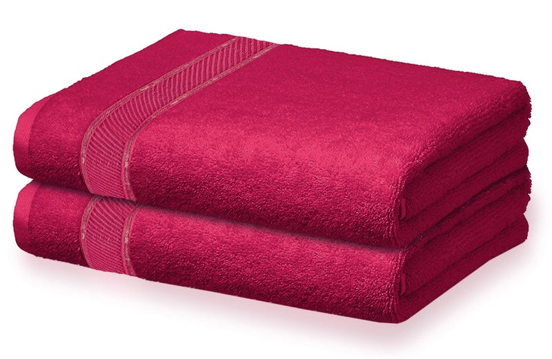 Kuber Industries Kuber Industries Cotton Style Premium 2 Pieces Bath Towel, 500 GSM(Maroon)  - Image 1
