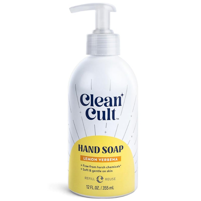 Cleancult - Lemon Verbena - Moisturizing Liquid Hand Soap - Refillable Aluminum Bottle - Made with Aloe Vera - Nourishes & Moisturizes Dry & Sensitive Skin - 12 oz - 1 Pack