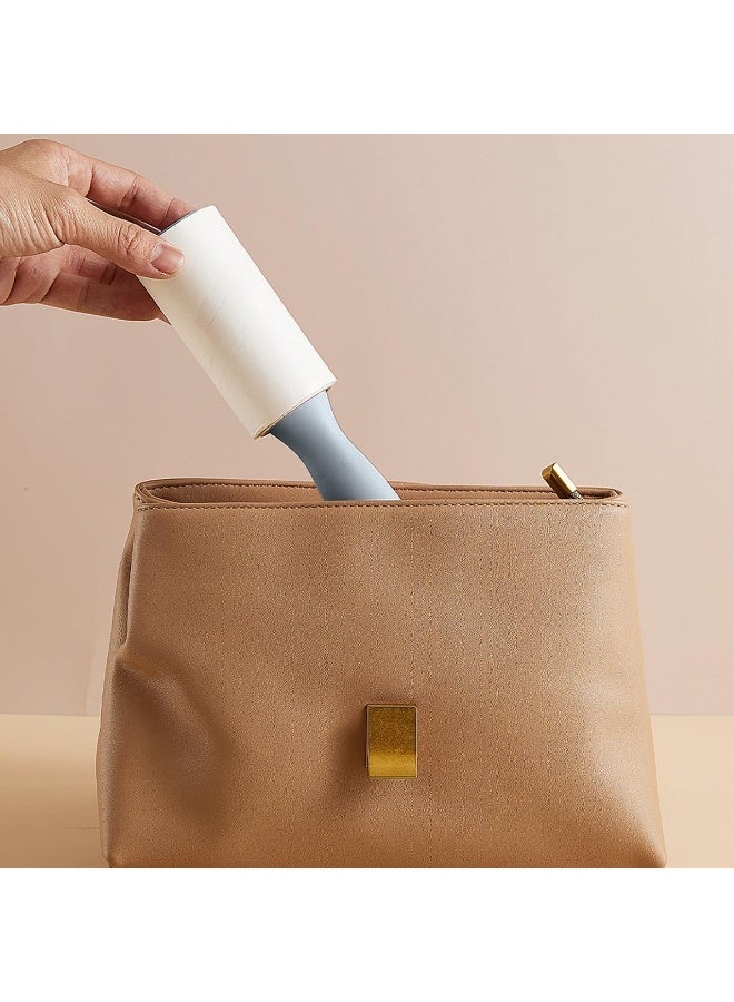 Lint remover with 2 refills, each refill containing 10 sheets, a brush for removing lint and pet hair from clothing, a hair removal set made of adhesive paper with an angled design for dust removal, suitable for removing hair, crumbs, and more. - Image 2