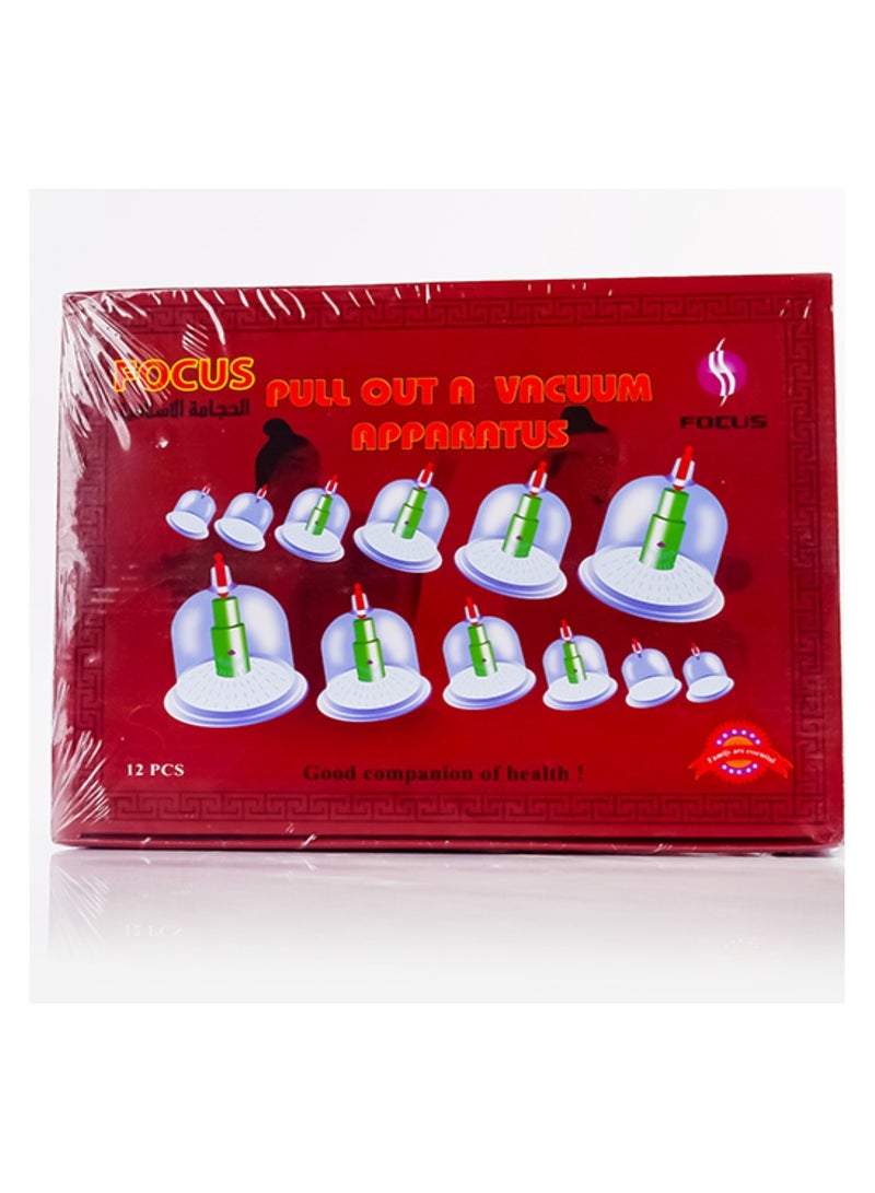 Islamic cupping set consisting of 6 cups of different sizes with a suction device