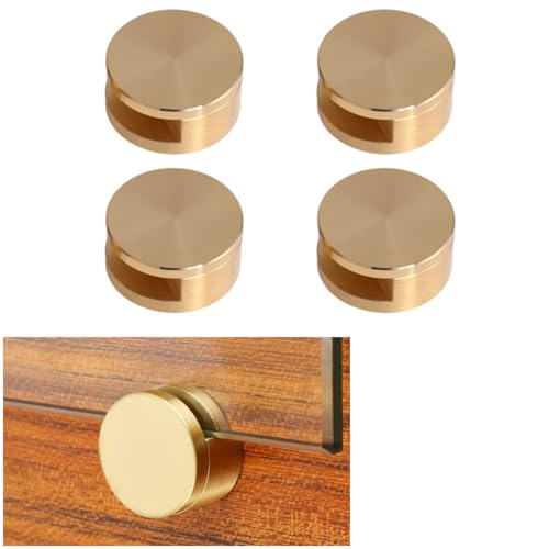 AWEN Mirror Clips 5-11mm Thick Glass Clamps Wall-Mounted Mirror Hanger Gold Pure Copper Mirror Mounting Clips for Wall Bathroom Dresser(4 Pcs), Medium, GB044G - Image 1